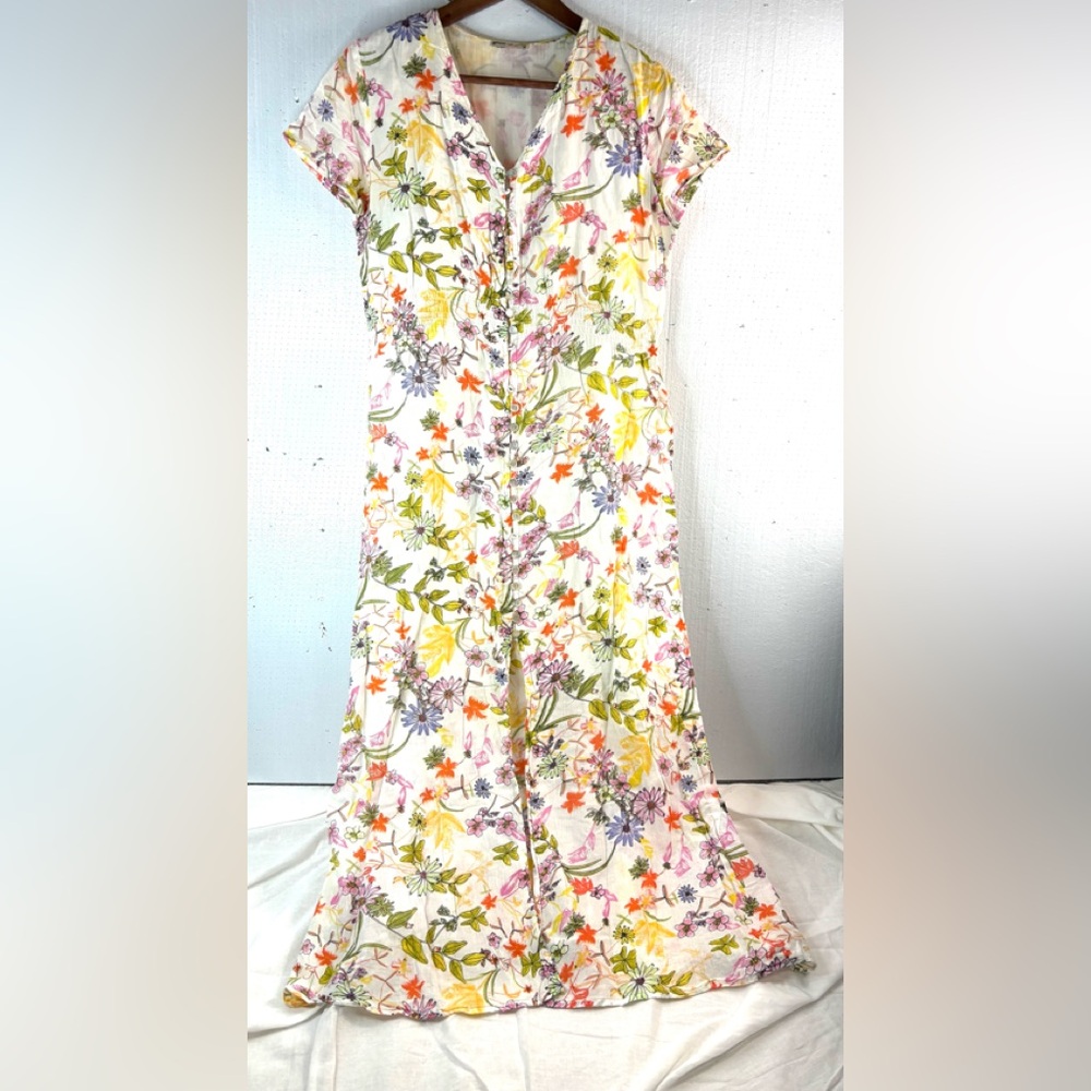Magazine S Feminine Botanical Floral Cotton Maxi Dress - Multicolor